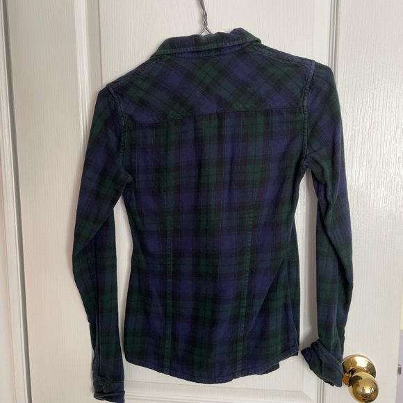 Tna, classic plaid button up. Size XXS. Blue/green. - Picture 2 of 3